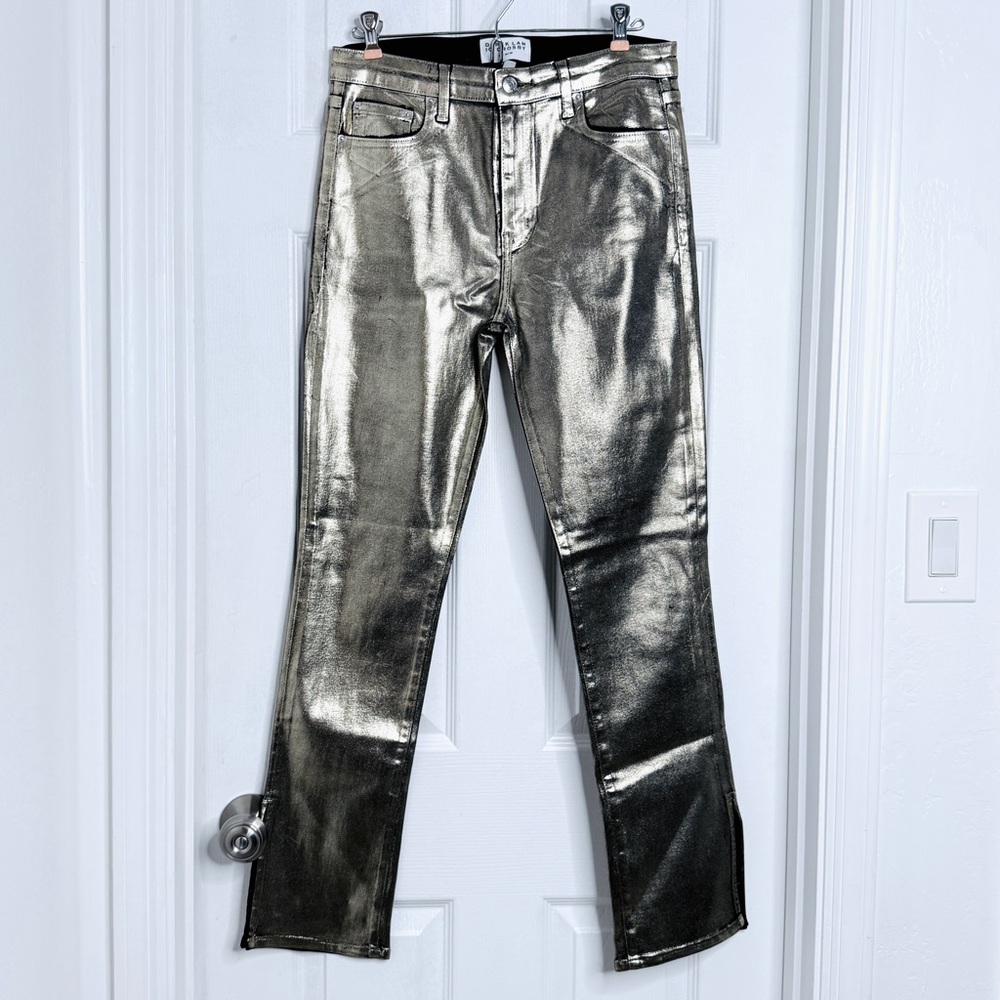 Derek Lam 10 Crosby Women's Kyle Gold Metallic Skinny Jeans - size 29